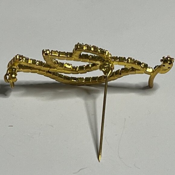 VTG Rhinestone Crystals Christmas Peace Dove Red Rose Brooch Pin 2.25" - Picture 7 of 14